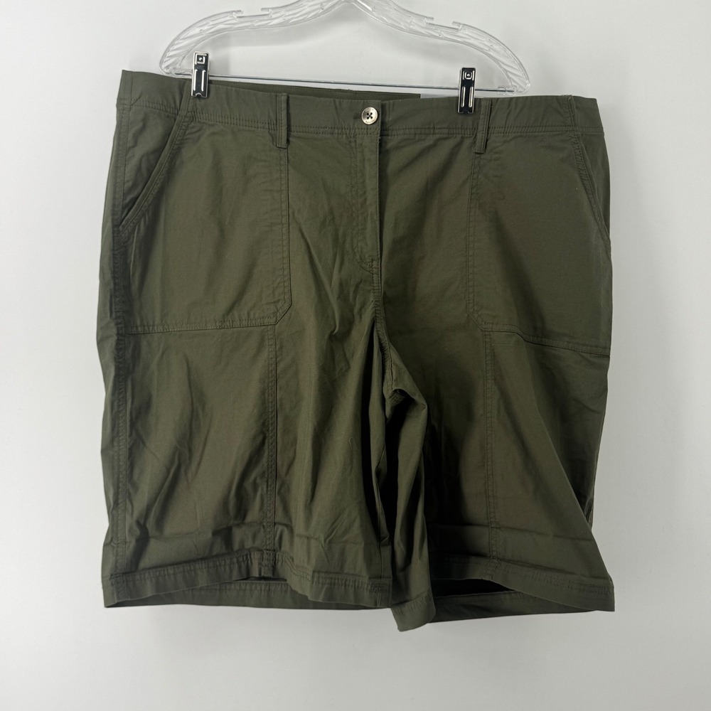 Chico's Size 4 US 20 Olive Green Casual Fly Front Cargo Shorts NWT 570306466